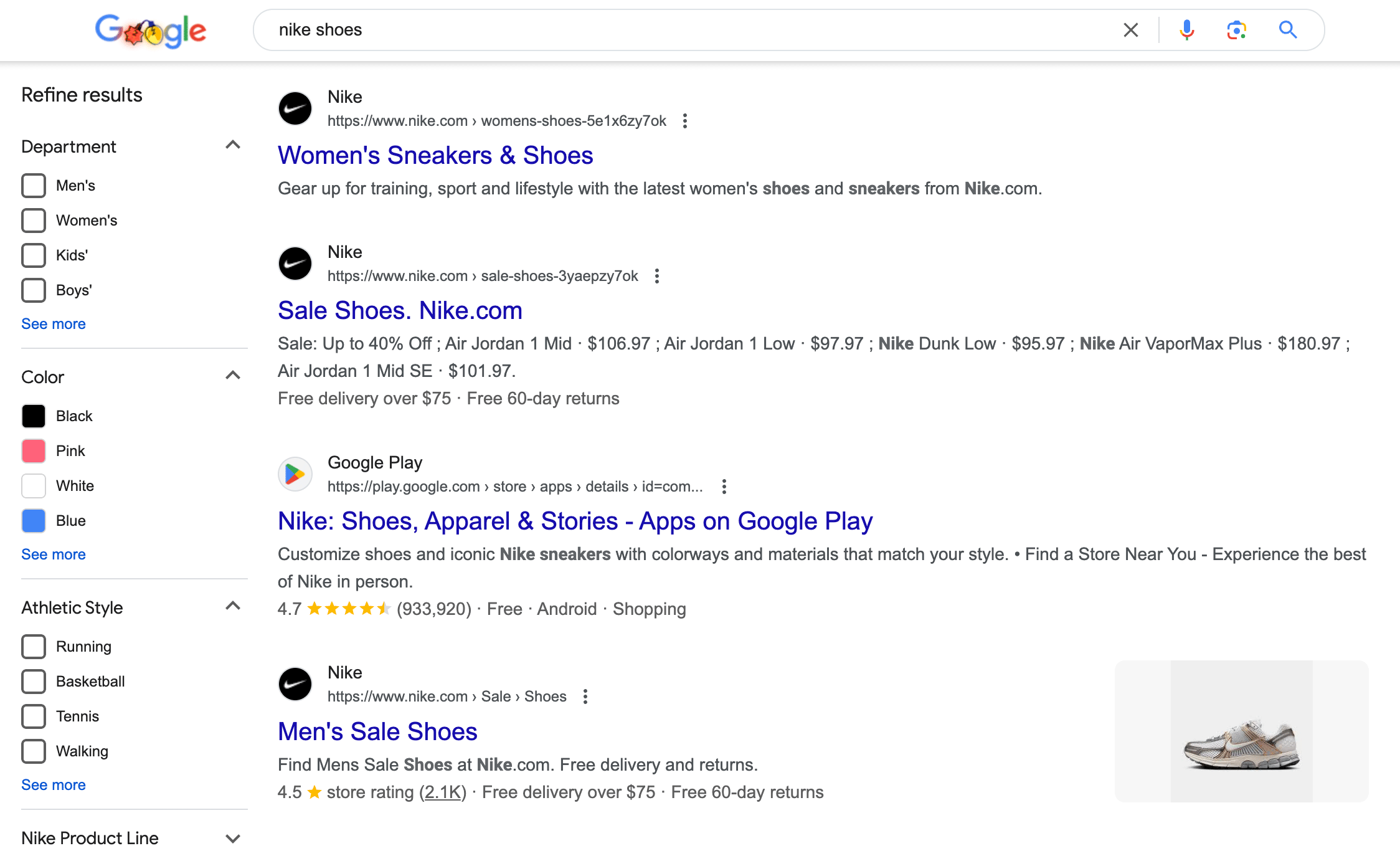 Результати Google Shopping Нормальні