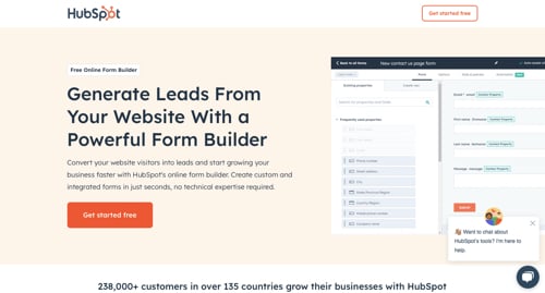 Веб-сторінка для HubSpot Form Builder