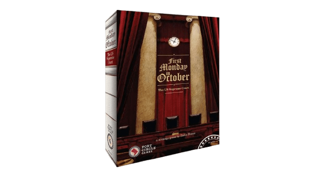 макет коробки першого понеділка жовтня, який має виглядати як текст збоку, із зображенням порожніх місць у Верховному суді спереду