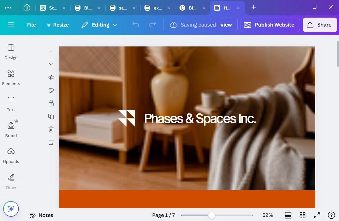 Builder веб -сайту в програмі Canva Desktop