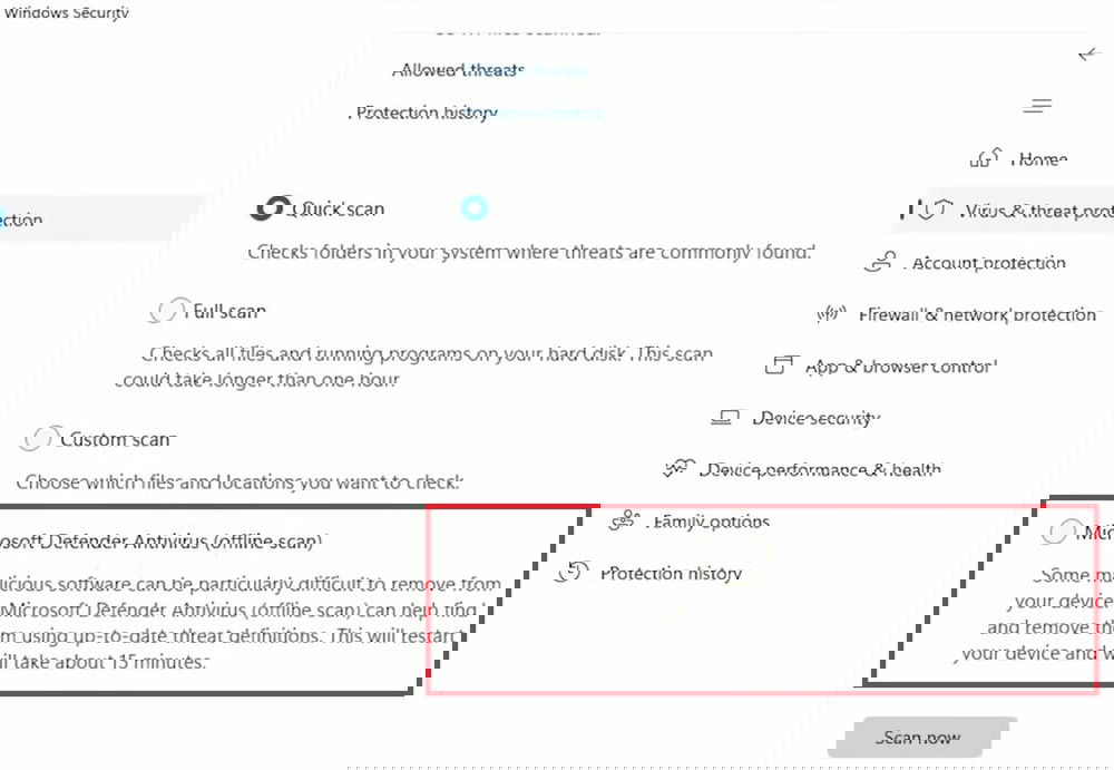 Запуск офлайн-сканування Microsoft Defender.