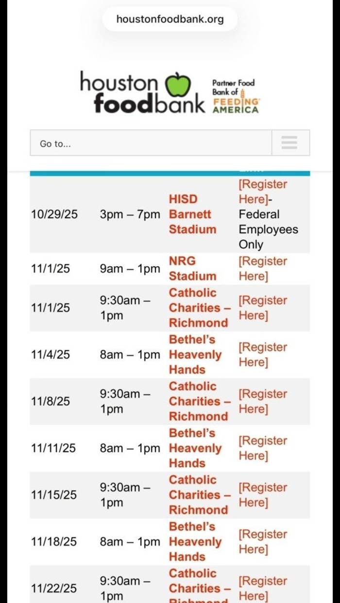 Х'юстонський продовольчий банк посилює роздачу продуктів харчування, оскільки тисячі людей стикаються з перервами в пільгах SNAP і невиплатами зарплати