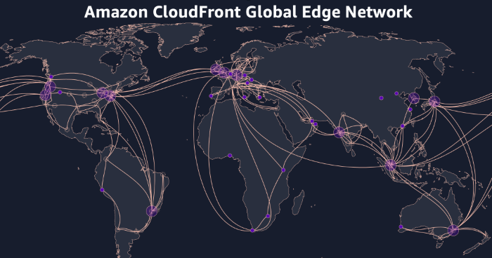 графічне зображення карти світу з назвою Amazon CloudFront Global Edge Network