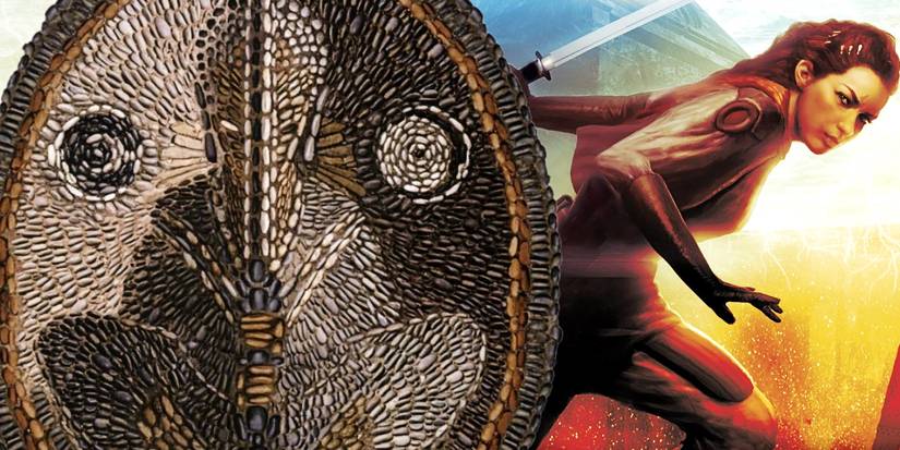 Ліва сторона: Фреска Головного джедая з фільму «Зоряні війни: Останні джедаї»; праворуч: рейнджер Дже'даї Ланорі Брок на обкладинці Star Wars: Dawn of the Jedi - Into the Void.